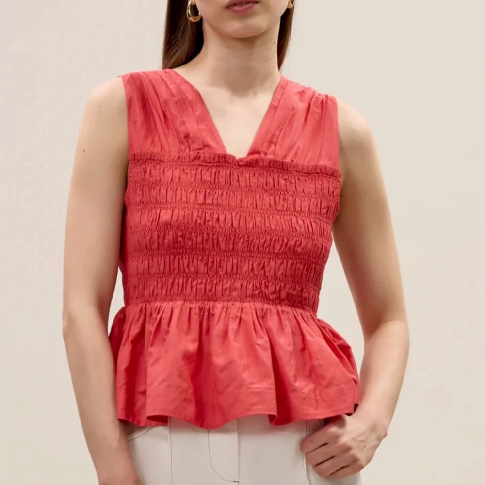 Rebecca Taylor Merrick Smocked Peplum Tank